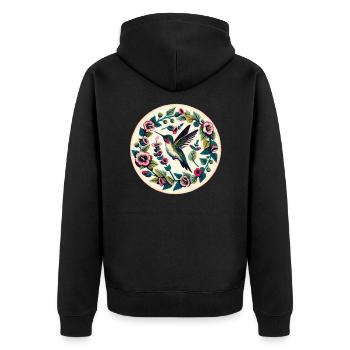 Hummingbird - Unisex Premium Organic Zip Hoodie - black - Back - Nico (187cm)