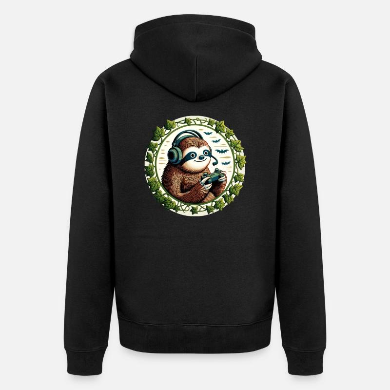 Paresseux de jeu - Veste à capuche bio Premium Unisexe - noir