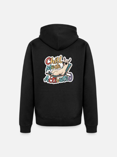 Llama Chill - Beach Humor - Unisex Premium Organic Zip Hoodie - black