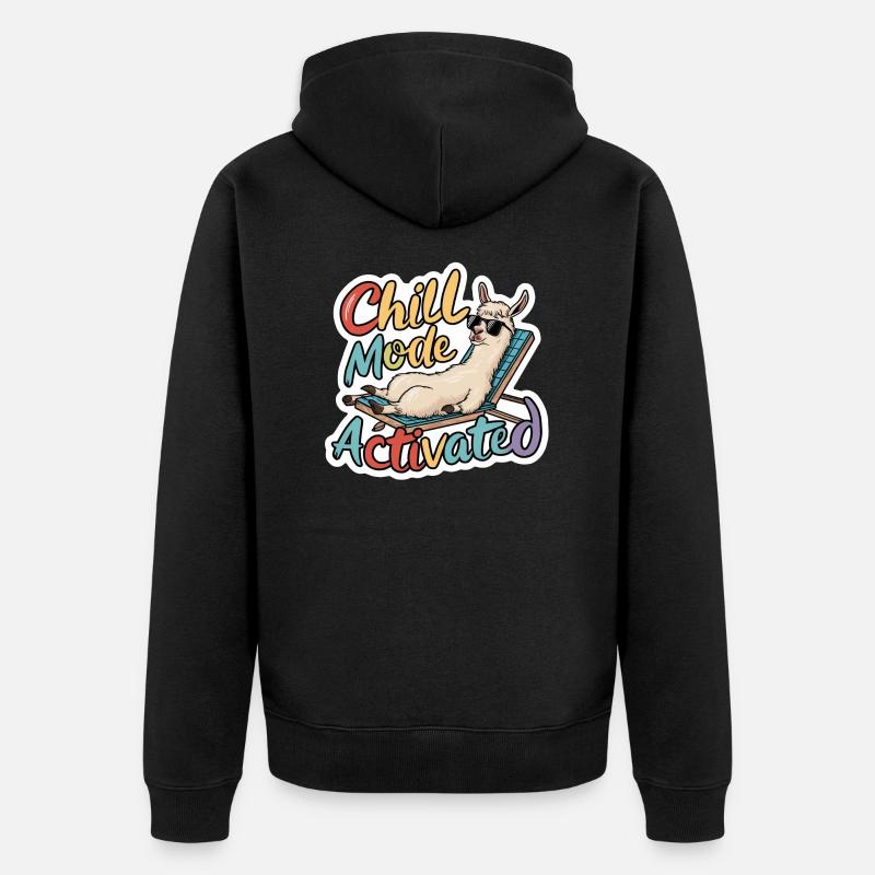 lama chill - humour plage - Veste à capuche bio Premium Unisexe - noir