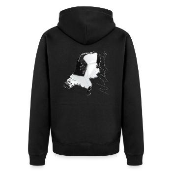 Netherlands | real football | Map EN - Unisex Premium Organic Zip Hoodie - black - Back - Nico (187cm)