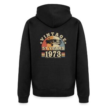 vintage 1973 né en 1973 51 ans anniversaire - Veste à capuche bio Premium Unisexe - noir - Dos - Nico (187cm)