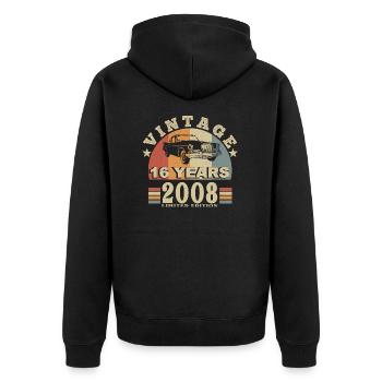 vintage 2008 né en 2008 16 ans anniversaire - Veste à capuche bio Premium Unisexe - noir - Dos - Nico (187cm)