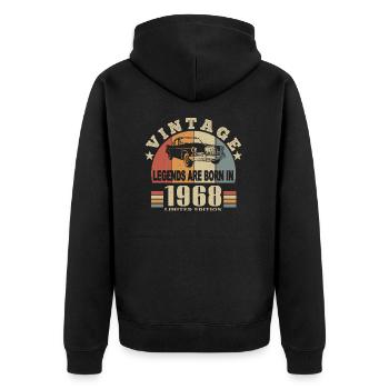 Jahrgang 1968 Legende geboren - Unisex Premium Bio Zip Hoodie - Schwarz - Hinten - Nico (187cm)