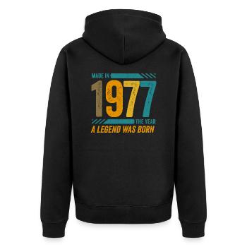 Made in 1977, the year a legend was born - Unisex Premium Organic Zip Hoodie - black - Back - Nico (187cm)