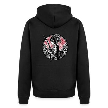 Samurai-Mädchen - Unisex Premium Bio Zip Hoodie - Schwarz - Hinten - Nico (187cm)