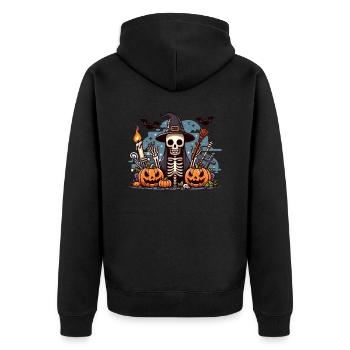Mr. Bone Spooky Halloween 4 - Unisex Premium Organic Zip Hoodie - black - Back - Nico (187cm)