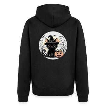 Witch Kitty halloween - Unisex Premium Organic Zip Hoodie - black - Back - Nico (187cm)