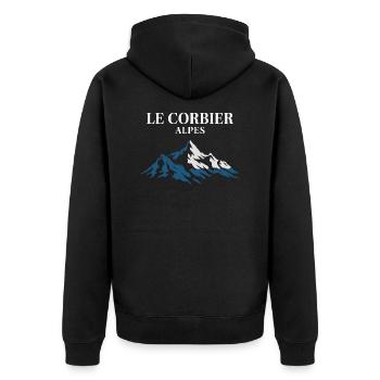 Le Corbier - Alpes - Veste à capuche bio Premium Unisexe - noir - Dos - Nico (187cm)