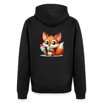 FOX 8 - Unisex Premium Bio Zip Hoodie - Schwarz - Hinten - Nico (187cm)