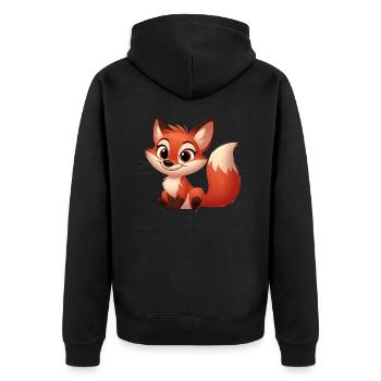 Fuchs - Unisex Premium Bio Zip Hoodie - Schwarz - Hinten - Nico (187cm)