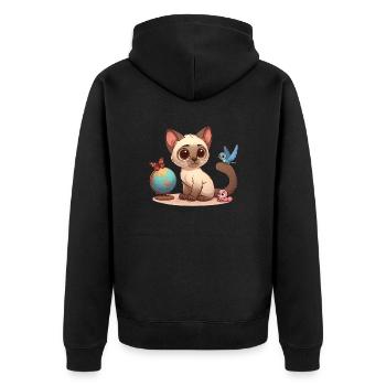 Siamese 3 - Unisex Premium Organic Zip Hoodie - black - Back - Nico (187cm)