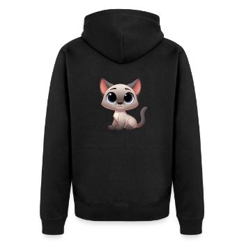 Siamesisch 23 - Unisex Premium Bio Zip Hoodie - Schwarz - Hinten - Nico (187cm)