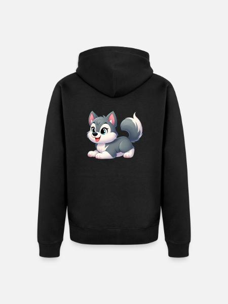Wolf 15 - Unisex Premium Organic Zip Hoodie - black