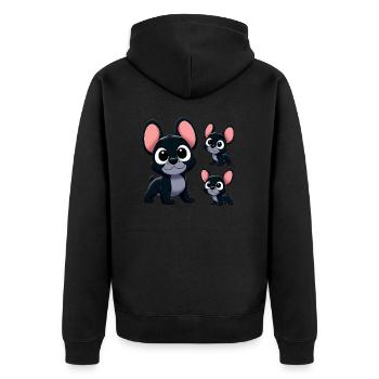 Französische Bulldogge 8 - Unisex Premium Bio Zip Hoodie - Schwarz - Hinten - Nico (187cm)
