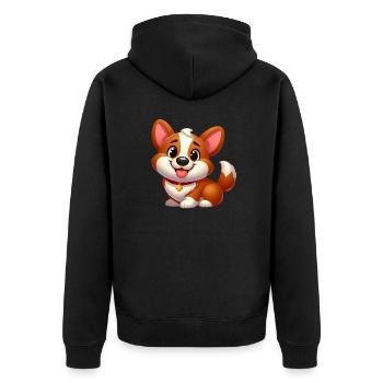 Corgi 12 - Unisex Premium Organic Zip Hoodie - black - Back - Nico (187cm)