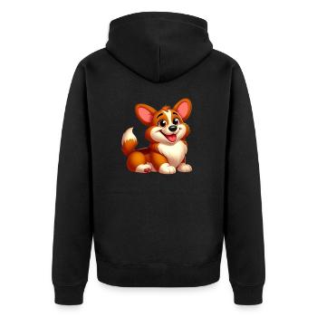 corgi - Unisex Premium Organic Zip Hoodie - black - Back - Nico (187cm)