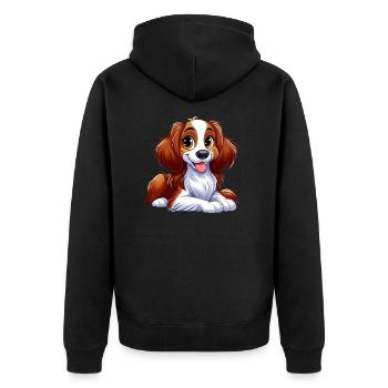 Brittany Spaniel 12 - Unisex Premium Organic Zip Hoodie - black - Back - Nico (187cm)
