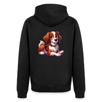 Brittany Spaniel 10 - Unisex Premium Organic Zip Hoodie - black - Back - Nico (187cm)
