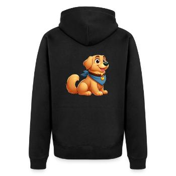 Labrador 3 - Unisex Premium Bio Zip Hoodie - Schwarz - Hinten - Nico (187cm)