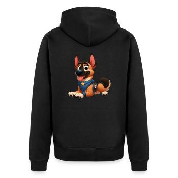 Malinois 10 - Unisex Premium Bio Zip Hoodie - Schwarz - Hinten - Nico (187cm)