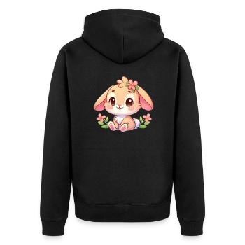 Kaninchen 7 - Unisex Premium Bio Zip Hoodie - Schwarz - Hinten - Nico (187cm)