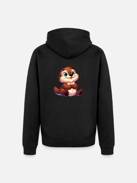 Fischotter 15 - Unisex Premium Bio Zip Hoodie - Schwarz