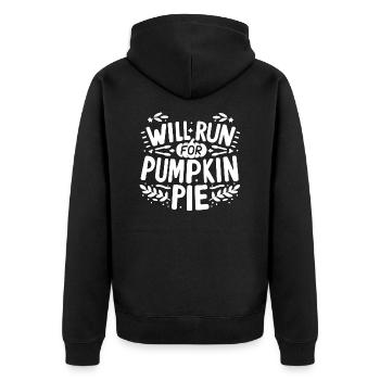 Wird für Kürbiskuchen laufen - Unisex Premium Bio Zip Hoodie - Schwarz - Hinten - Nico (187cm)