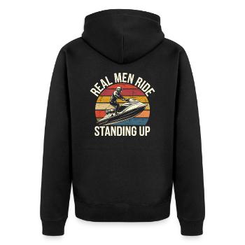 Adrenaline on the water - Unisex Premium Organic Zip Hoodie - black - Back - Nico (187cm)