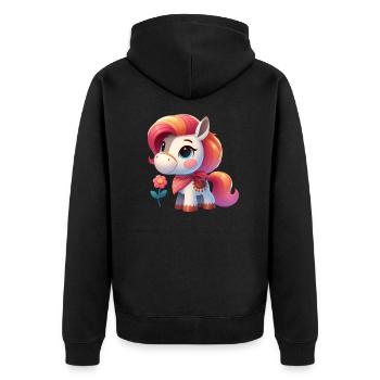 pony 3 - Unisex Premium Organic Zip Hoodie - black - Back - Nico (187cm)