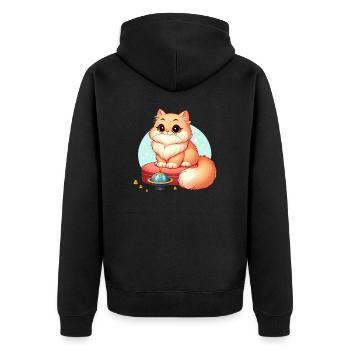 Persisch - Unisex Premium Bio Zip Hoodie - Schwarz - Hinten - Nico (187cm)