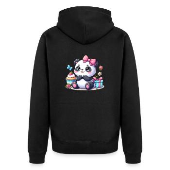 Panda 7 - Unisex Premium Bio Zip Hoodie - Schwarz - Hinten - Nico (187cm)