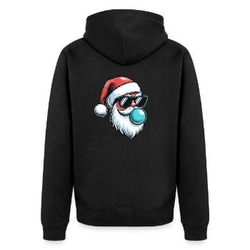 Spaß des Weihnachtsmanns - Unisex Premium Bio Zip Hoodie - Schwarz - Hinten - Nico (187cm)