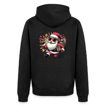 Santa Fun 10 - Unisex Premium Organic Zip Hoodie - black - Back - Nico (187cm)