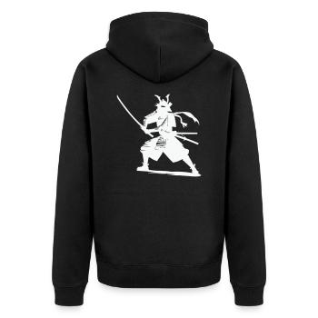 Samurai - Unisex Premium Organic Zip Hoodie - black - Back - Nico (187cm)