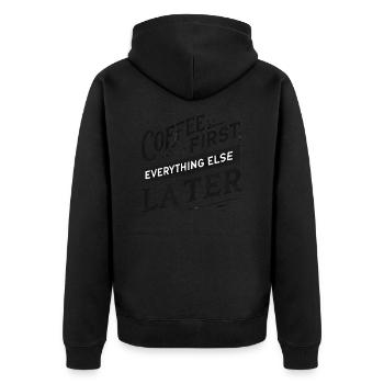 Le café d’abord. Tout le reste plus tard - Veste à capuche bio Premium Unisexe - noir - Dos - Nico (187cm)