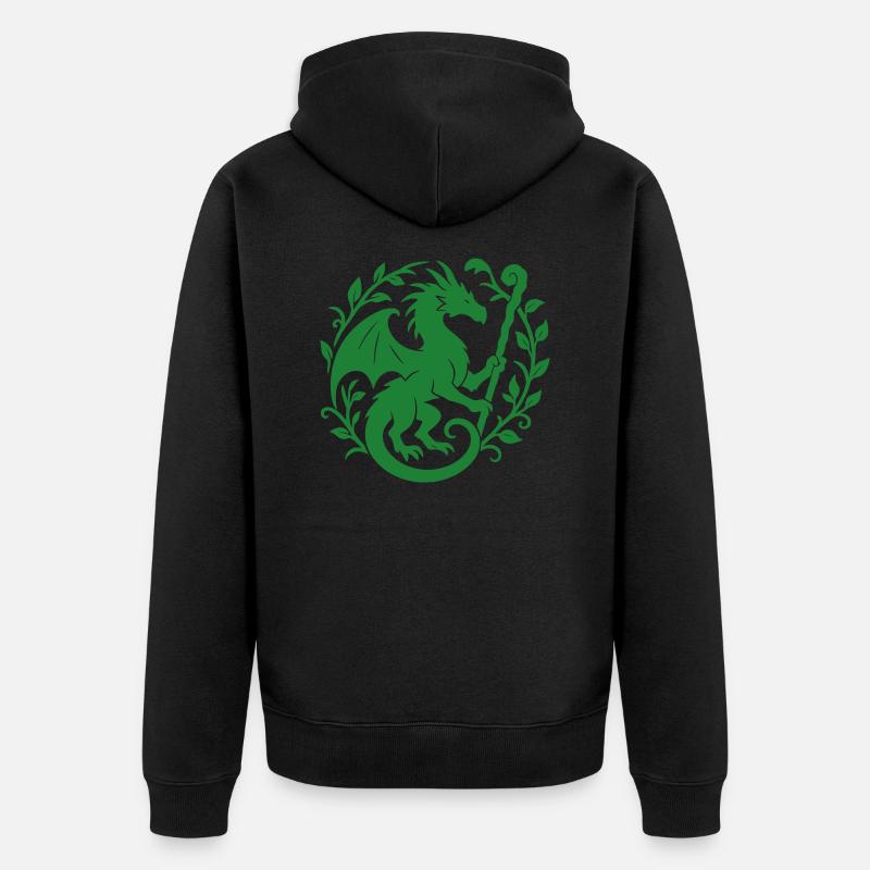 Druide Dragon (vert clair) - Veste à capuche bio Premium Unisexe - noir