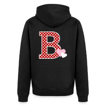 Lettre B cœur - Veste à capuche bio Premium Unisexe - noir - Dos - Nico (187cm)