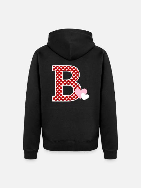 Buchstabe B Herz - Unisex Premium Bio Zip Hoodie - Schwarz