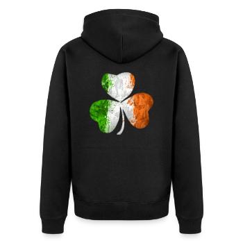 Irish Flag Clover Grunge - Unisex Premium Organic Zip Hoodie - black - Back - Nico (187cm)