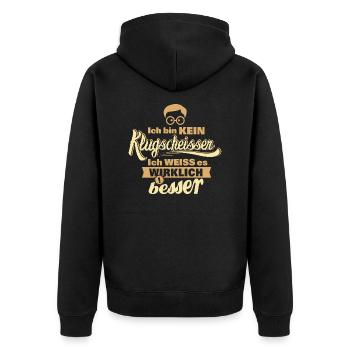 random Mix Klugscheisser colour set 3 - Unisex Premium Bio Zip Hoodie - Schwarz - Hinten - Nico (187cm)