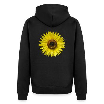 Sonnenblume Sommer summer glücklich sunflower - Unisex Premium Bio Zip Hoodie - Schwarz - Hinten - Nico (187cm)
