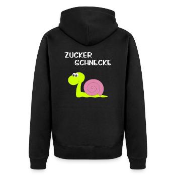 Zucker Schnecke - Unisex Premium Bio Zip Hoodie - Schwarz - Hinten - Nico (187cm)