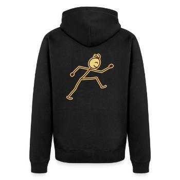 walking_stick_figure_2c - Unisex Premium Bio Zip Hoodie - Schwarz - Hinten - Nico (187cm)