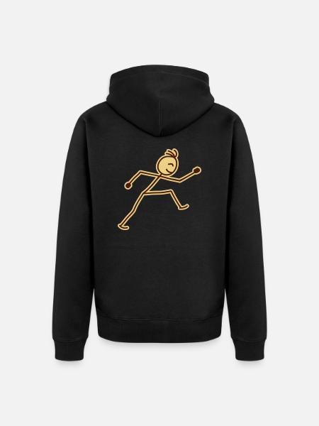 walking_stick_figure_2c - Unisex Premium Organic Zip Hoodie - black