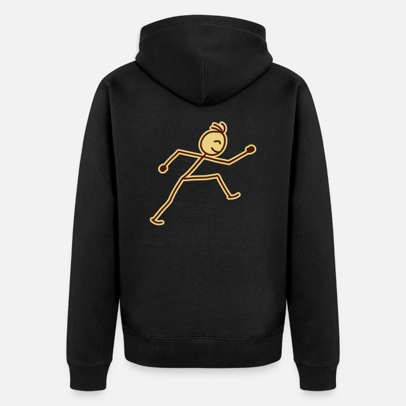 walking_stick_figure_2c - Veste à capuche bio Premium Unisexe - noir