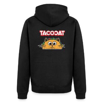 Tacocat Spelled backwards is Tacocat Taco & Cat - Unisex Premium Organic Zip Hoodie - black - Back - Nico (187cm)