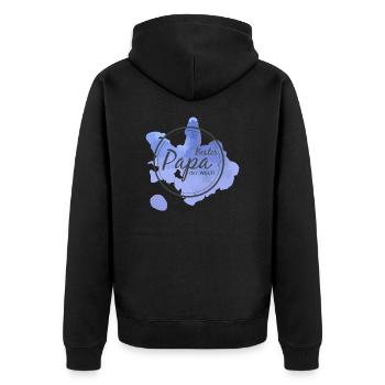 Bester Papa der Welt - Unisex Premium Bio Zip Hoodie - Schwarz - Hinten - Nico (187cm)