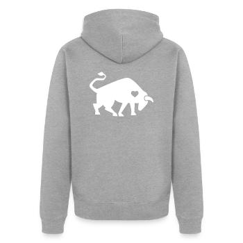 Bull ox cow bullfighting torero gift heart - Unisex Premium Organic Zip Hoodie - heather grey - Back - Nico (187cm)