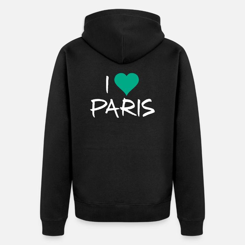 Paris - Unisex Premium Bio Zip Hoodie - Schwarz